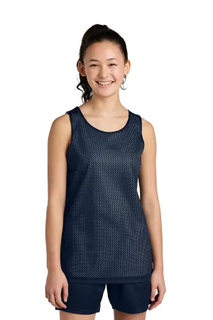 Sport-Tek Youth Moisture Wicking Reversible Mesh Tank Top - True Navy Blue/White Clothing Sport-Tek