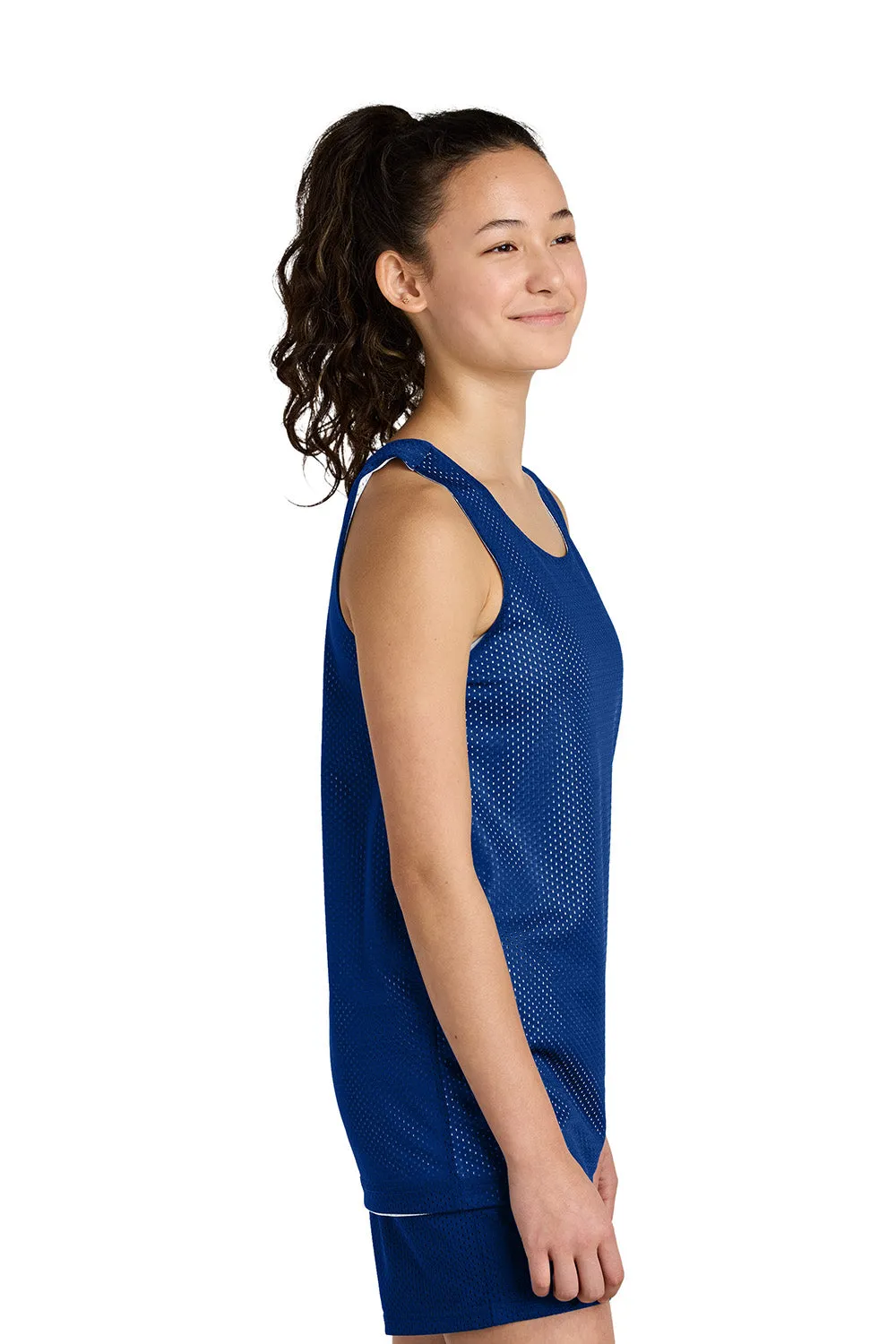 Sport-Tek Youth Moisture Wicking Reversible Mesh Tank Top - True Royal Blue/White Clothing Sport-Tek