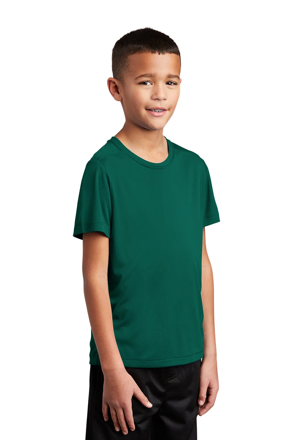 Sport-Tek Youth Moisture Wicking Short Sleeve Crewneck T-Shirt - Marine Green - Closeout Clothing Sport-Tek