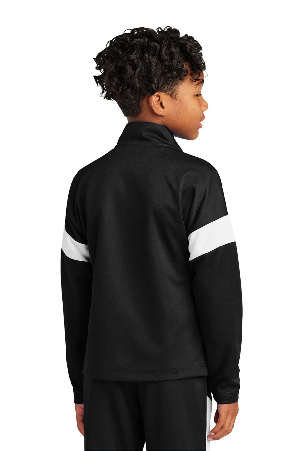 Sport-Tek Youth Moisture Wicking Travel Full Zip Jacket - Black/White Clothing Sport-Tek