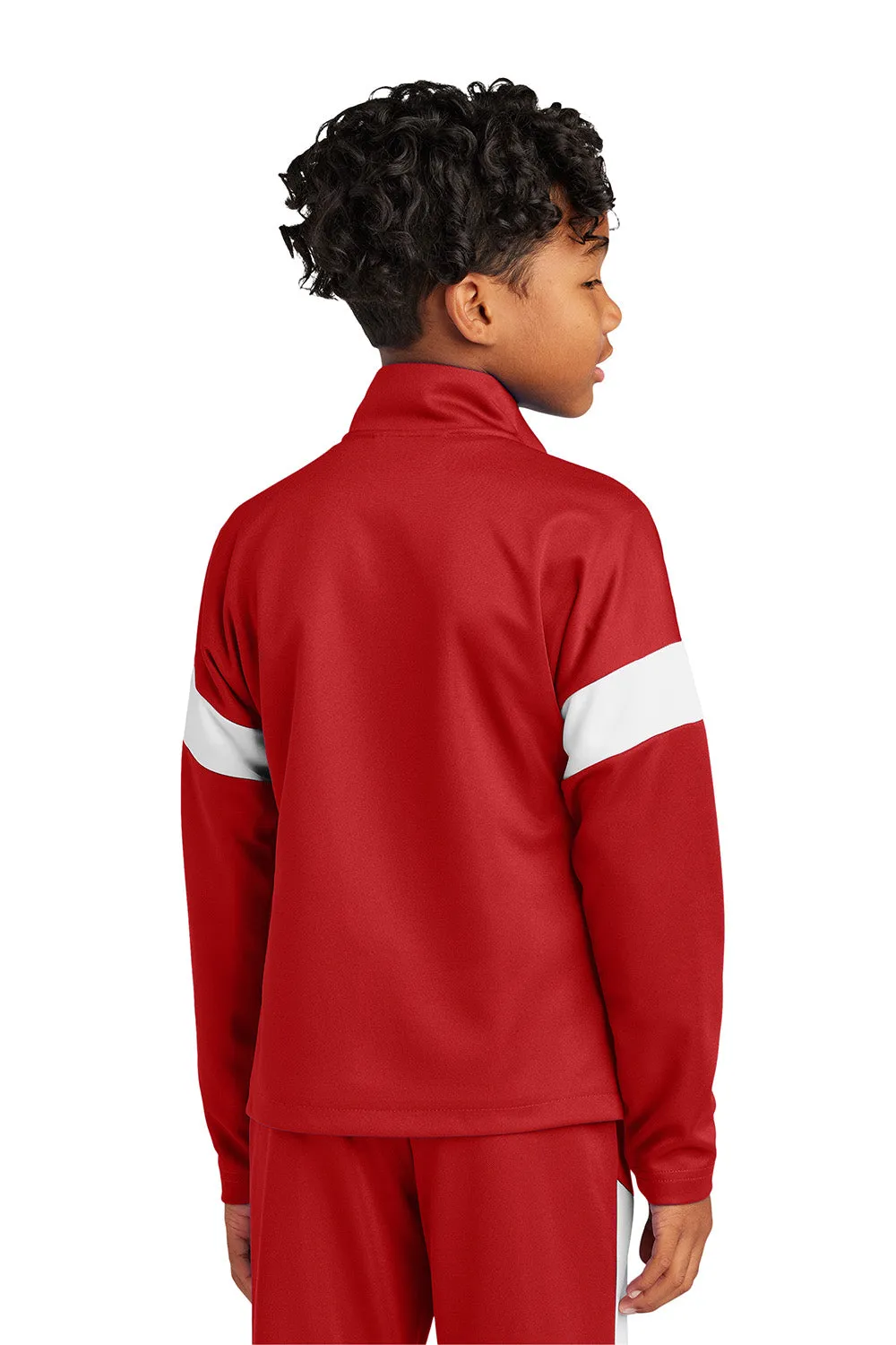 Sport-Tek Youth Moisture Wicking Travel Full Zip Jacket - Deep Red/White Clothing Sport-Tek