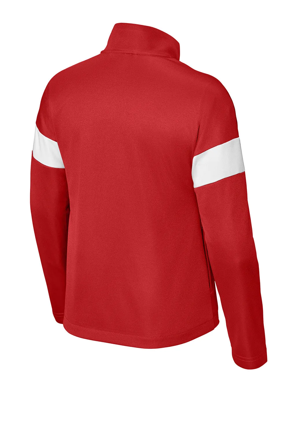 Sport-Tek Youth Moisture Wicking Travel Full Zip Jacket - Deep Red/White Clothing Sport-Tek