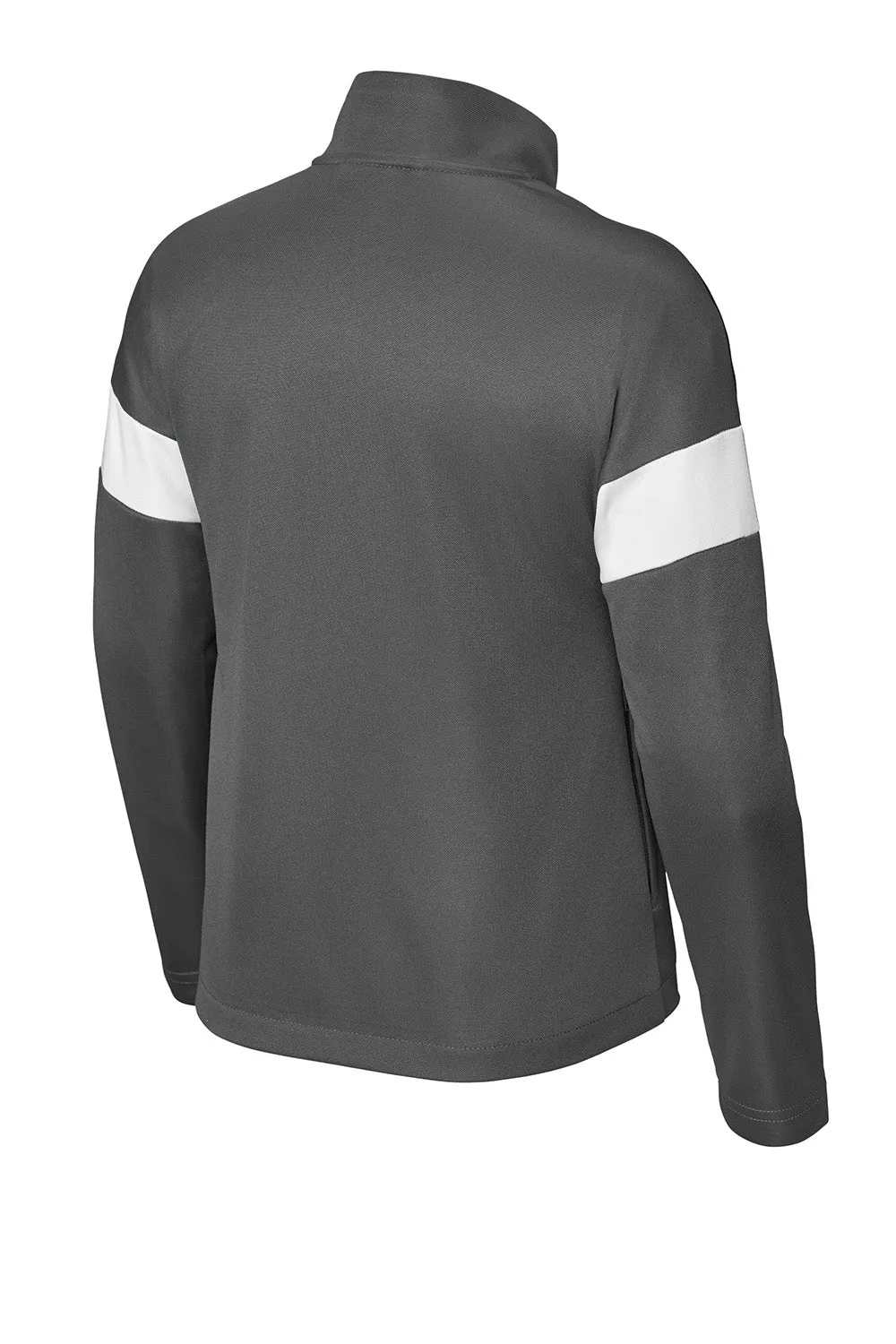 Sport-Tek Youth Moisture Wicking Travel Full Zip Jacket - Iron Grey/White Clothing Sport-Tek