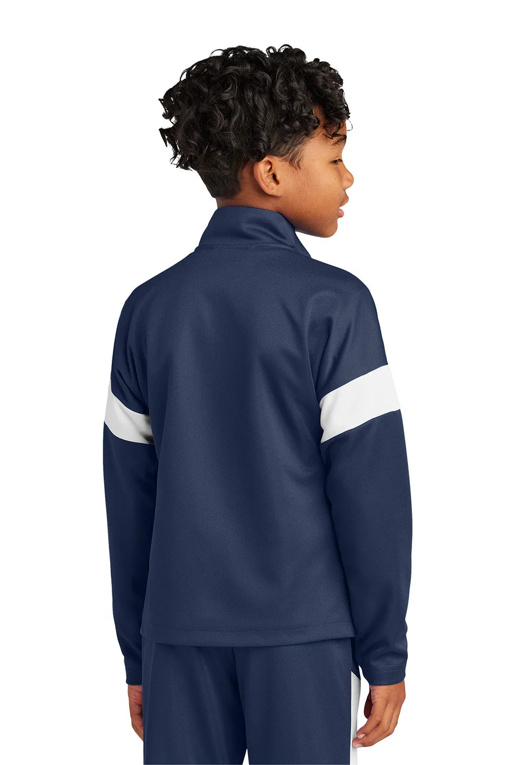 Sport-Tek Youth Moisture Wicking Travel Full Zip Jacket - True Navy Blue/White Clothing Sport-Tek