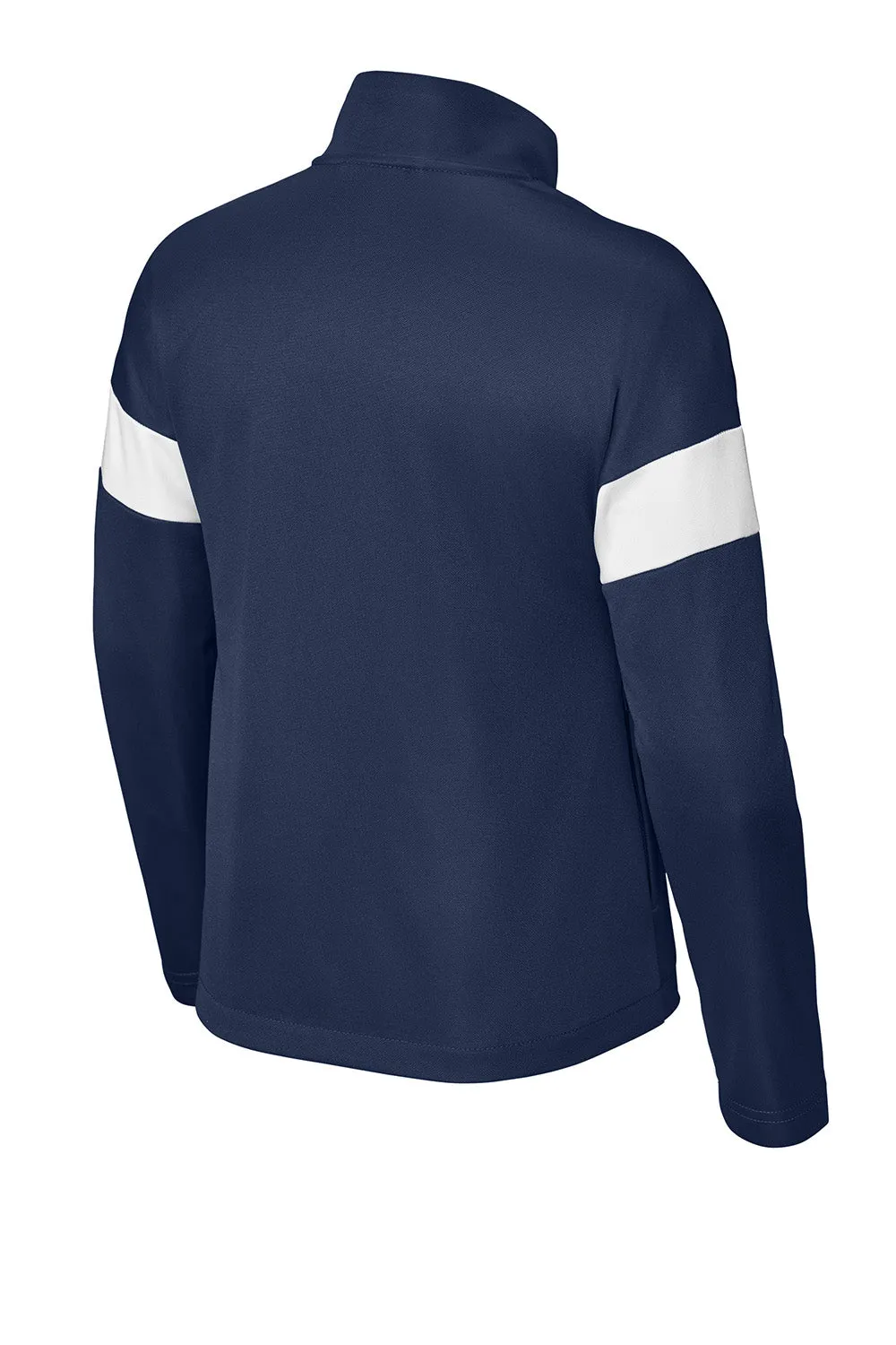 Sport-Tek Youth Moisture Wicking Travel Full Zip Jacket - True Navy Blue/White Clothing Sport-Tek