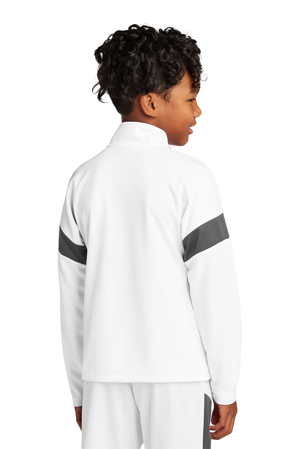 Sport-Tek Youth Moisture Wicking Travel Full Zip Jacket - White/Iron Grey Clothing Sport-Tek
