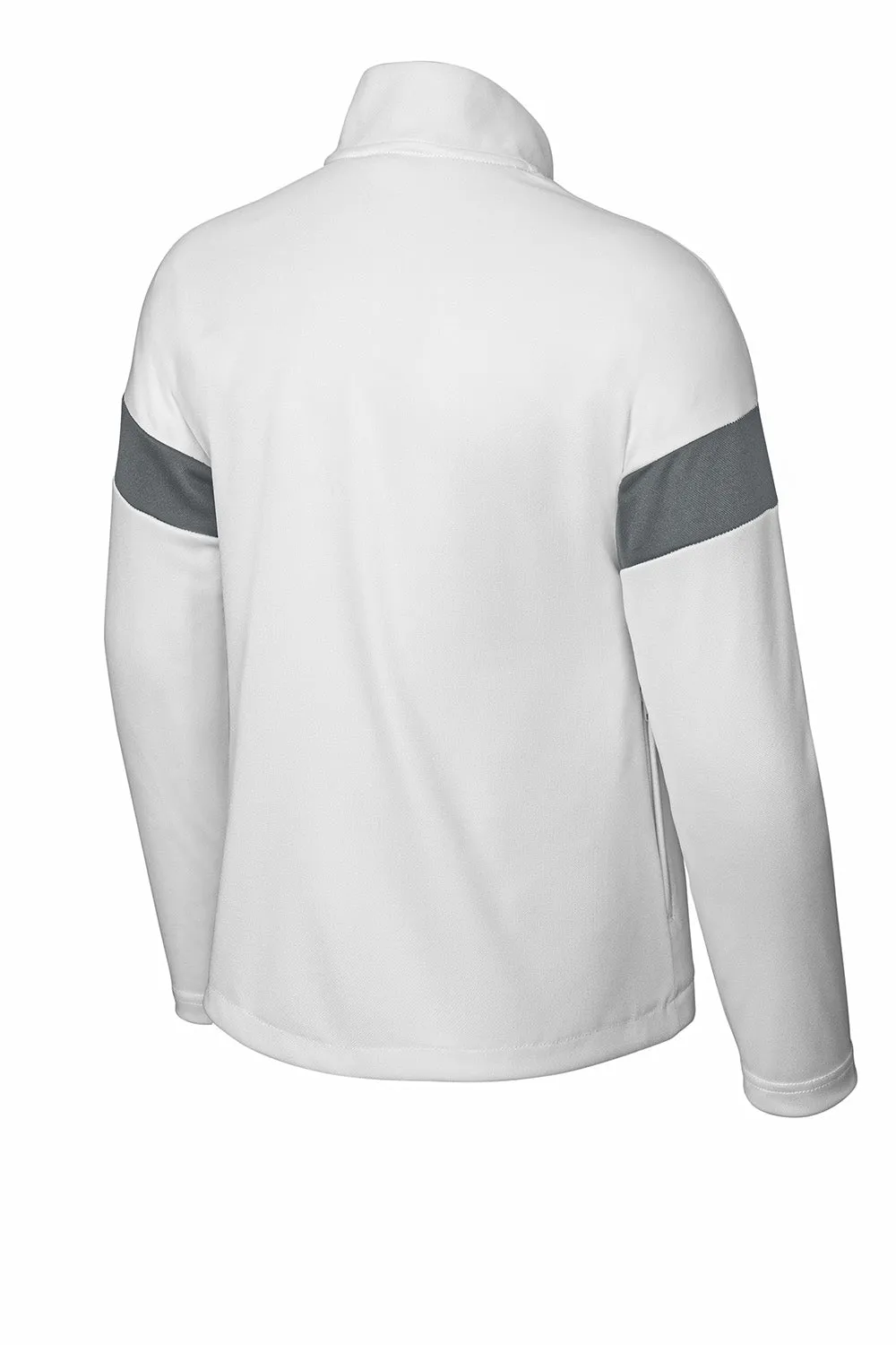 Sport-Tek Youth Moisture Wicking Travel Full Zip Jacket - White/Iron Grey Clothing Sport-Tek