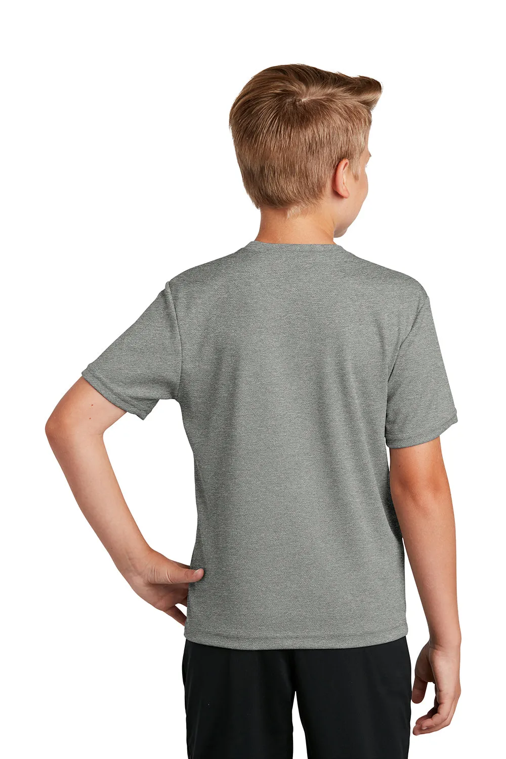 Sport-Tek Youth RacerMesh Moisture Wicking Short Sleeve Crewneck T-Shirt - Heather Grey Clothing Sport-Tek