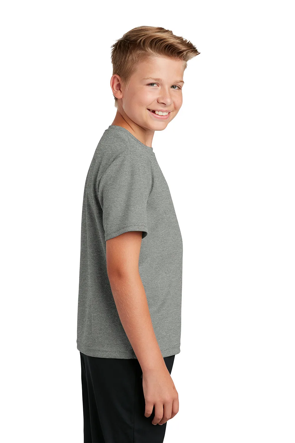 Sport-Tek Youth RacerMesh Moisture Wicking Short Sleeve Crewneck T-Shirt - Heather Grey Clothing Sport-Tek