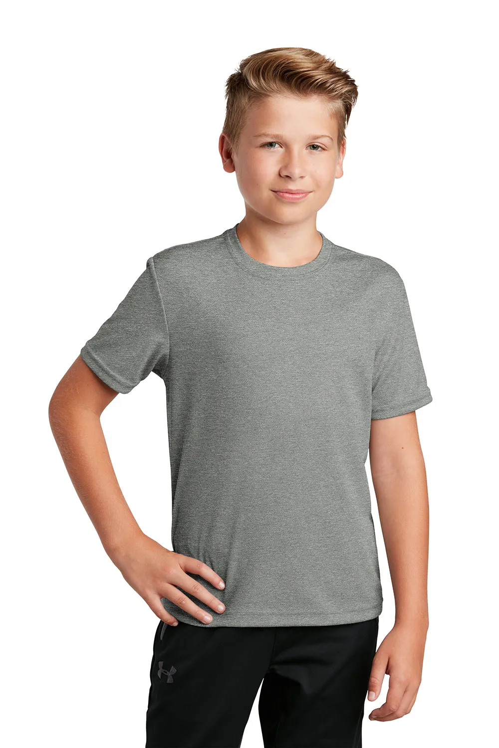 Sport-Tek Youth RacerMesh Moisture Wicking Short Sleeve Crewneck T-Shirt - Heather Grey Clothing Sport-Tek