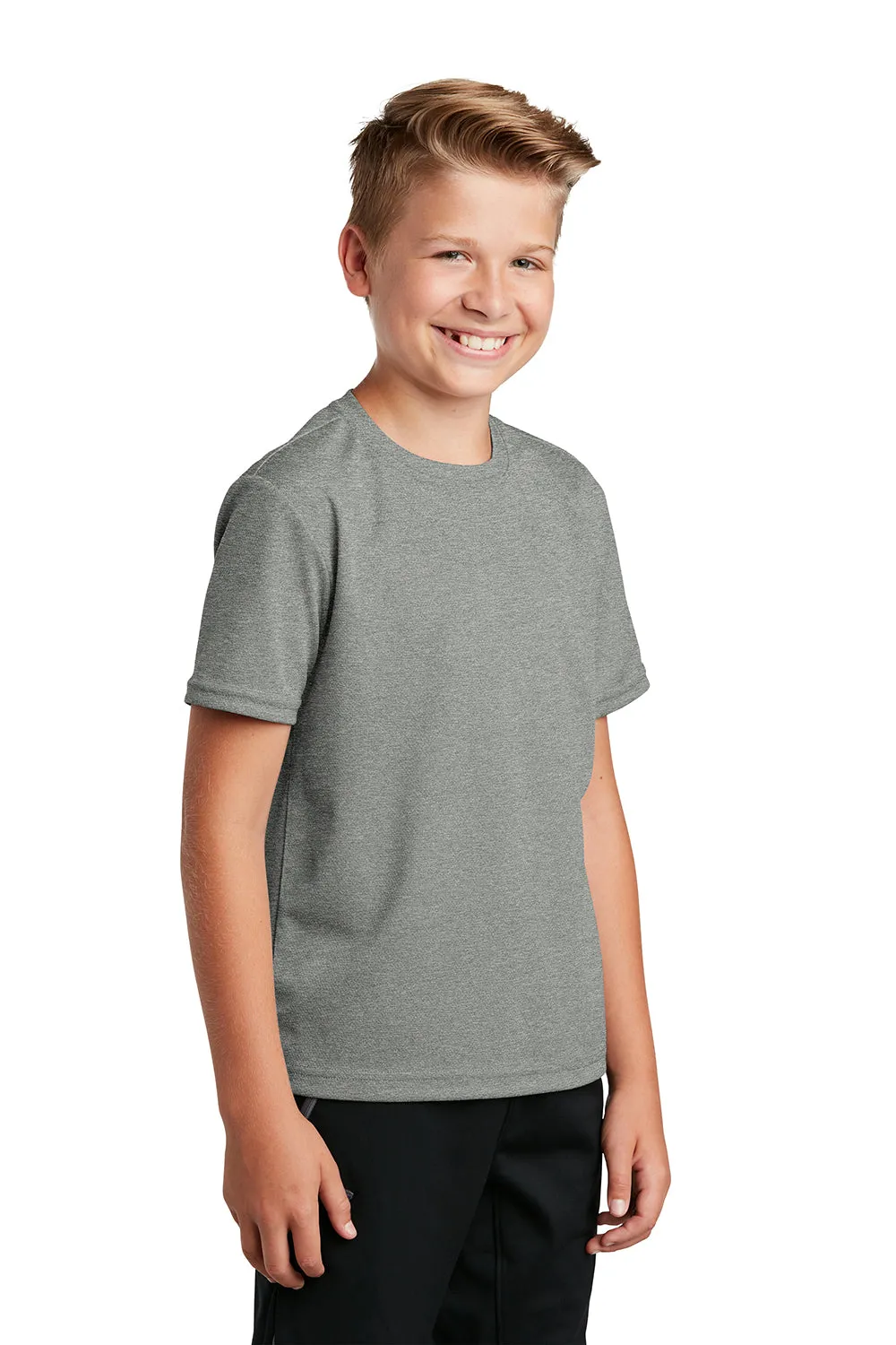 Sport-Tek Youth RacerMesh Moisture Wicking Short Sleeve Crewneck T-Shirt - Heather Grey Clothing Sport-Tek