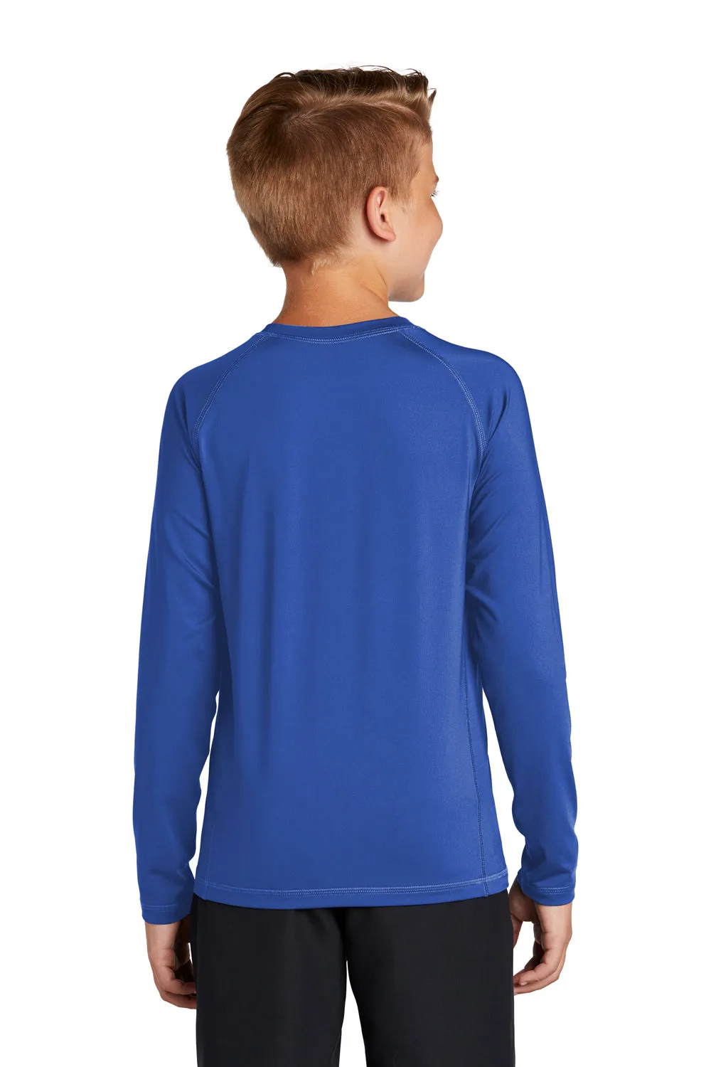 Sport-Tek Youth Rashguard Moisture Wicking Long Sleeve Crewneck T-Shirt - True Royal Blue Clothing Sport-Tek