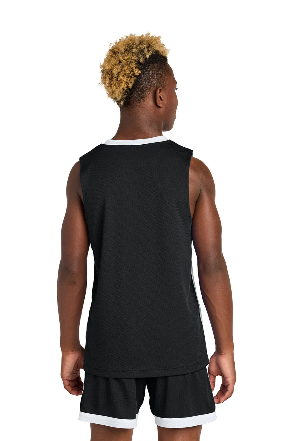 Sport-Tek Youth Rival Basketball Moisture Wicking Reversible Jersey Tank Top - Black/White Clothing Sport-Tek