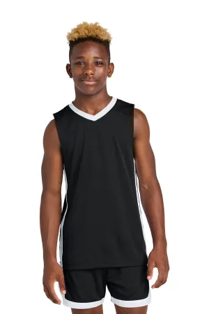 Sport-Tek Youth Rival Basketball Moisture Wicking Reversible Jersey Tank Top - Black/White Clothing Sport-Tek