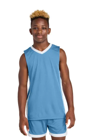 Sport-Tek Youth Rival Basketball Moisture Wicking Reversible Jersey Tank Top - Carolina Blue/White Clothing Sport-Tek