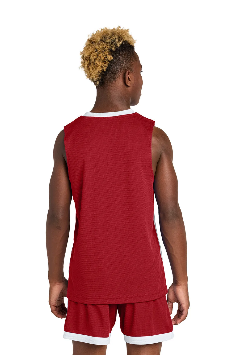 Sport-Tek Youth Rival Basketball Moisture Wicking Reversible Jersey Tank Top - Deep Red/White Clothing Sport-Tek