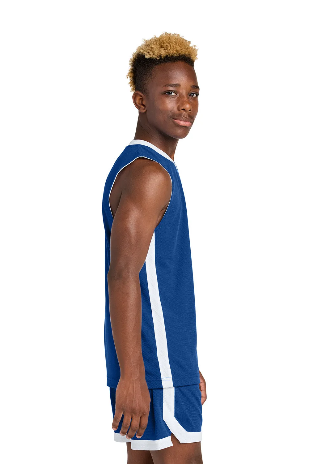 Sport-Tek Youth Rival Basketball Moisture Wicking Reversible Jersey Tank Top - True Royal Blue/White Clothing Sport-Tek