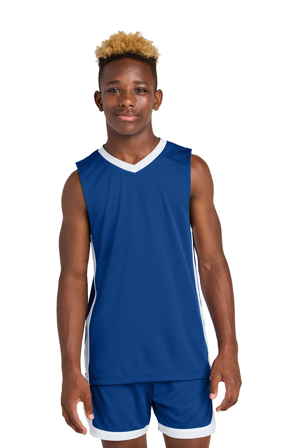 Sport-Tek Youth Rival Basketball Moisture Wicking Reversible Jersey Tank Top - True Royal Blue/White Clothing Sport-Tek