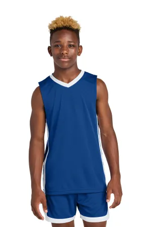 Sport-Tek Youth Rival Basketball Moisture Wicking Reversible Jersey Tank Top - True Royal Blue/White Clothing Sport-Tek