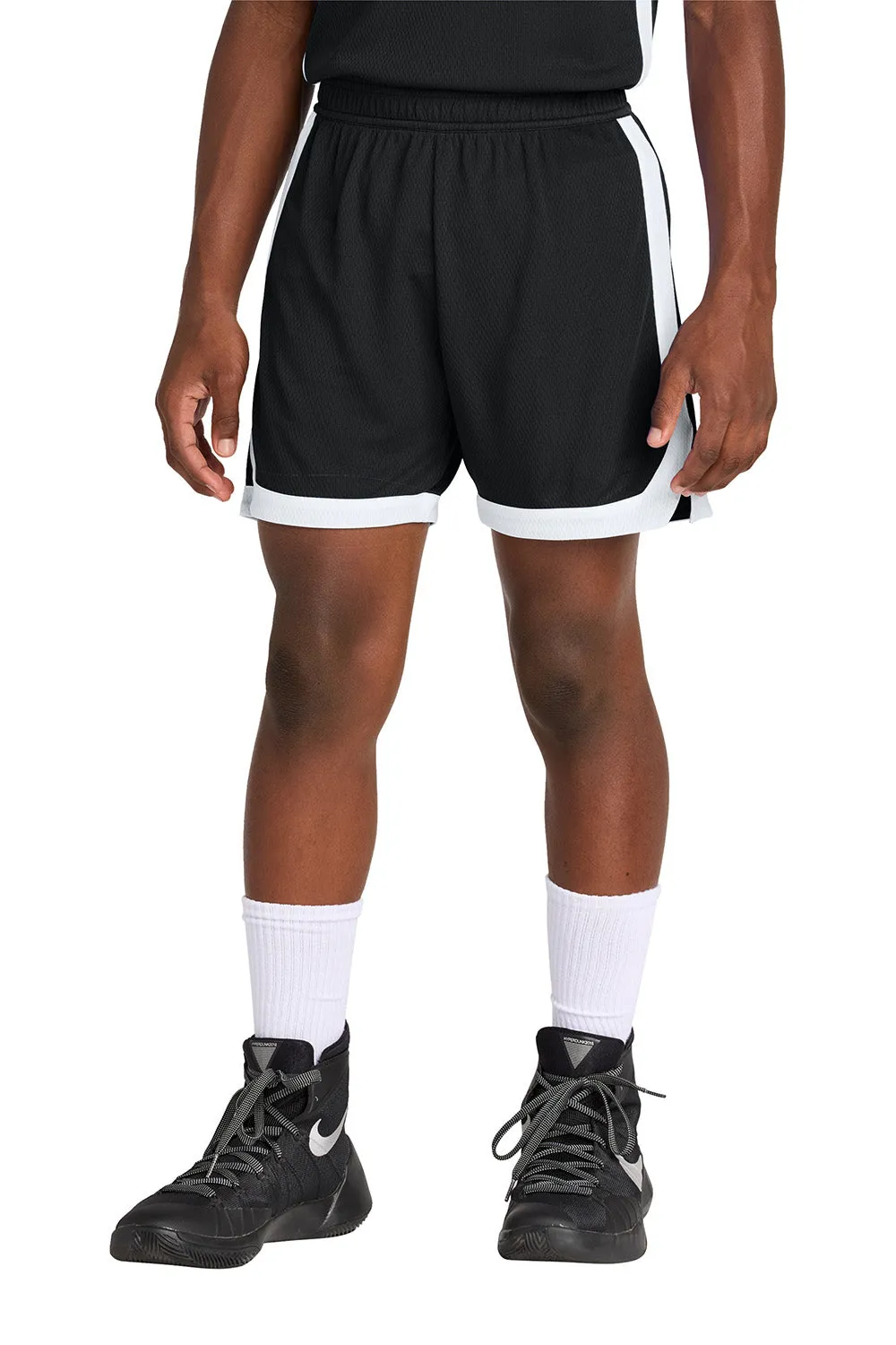 Sport-Tek Youth Rival Moisture Wicking Basketball Shorts - Black/White Clothing Sport-Tek