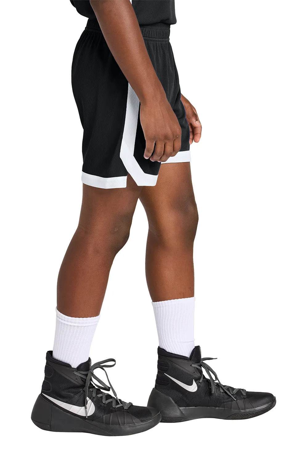 Sport-Tek Youth Rival Moisture Wicking Basketball Shorts - Black/White Clothing Sport-Tek