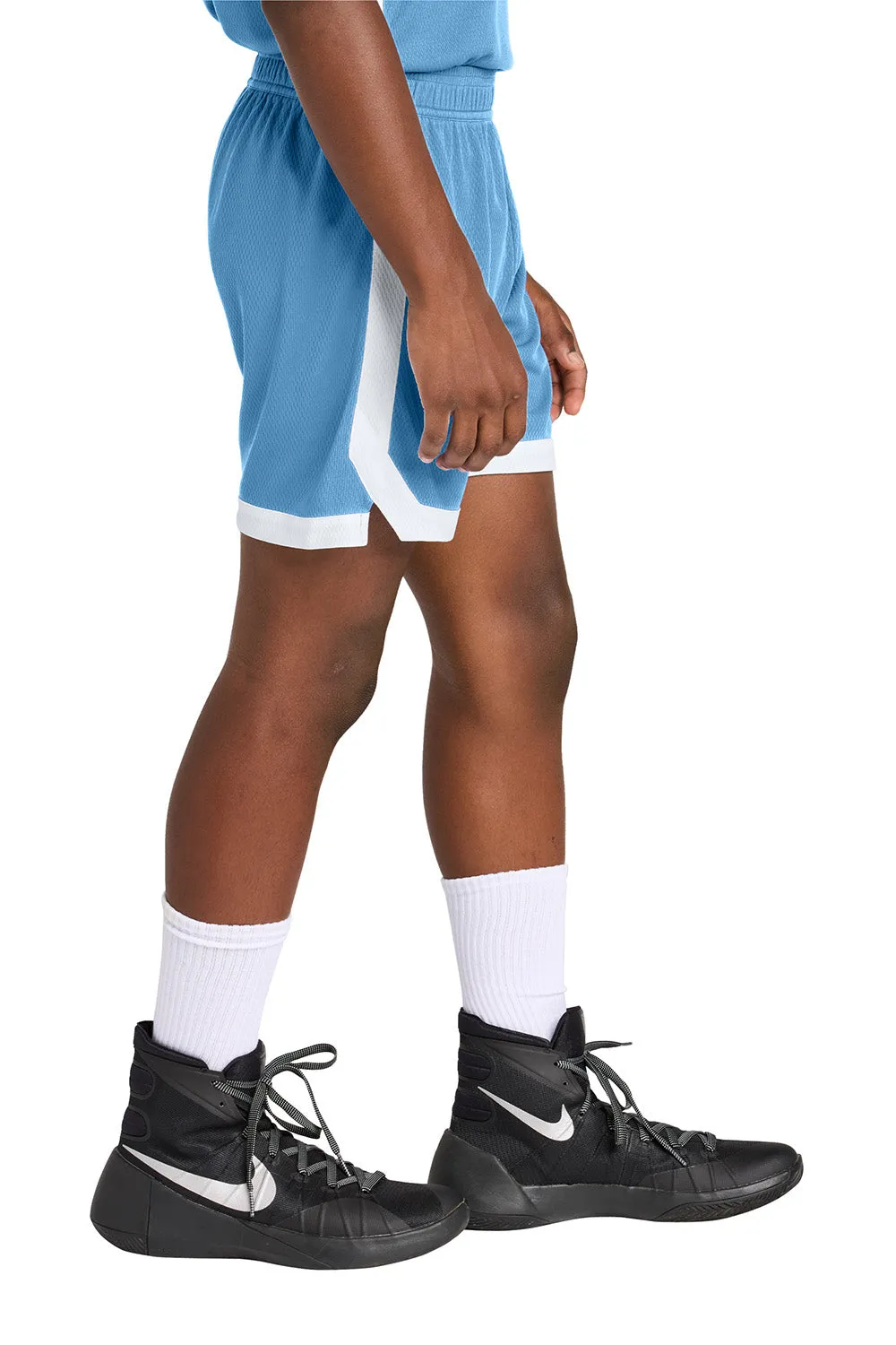 Sport-Tek Youth Rival Moisture Wicking Basketball Shorts - Carolina Blue/White Clothing Sport-Tek
