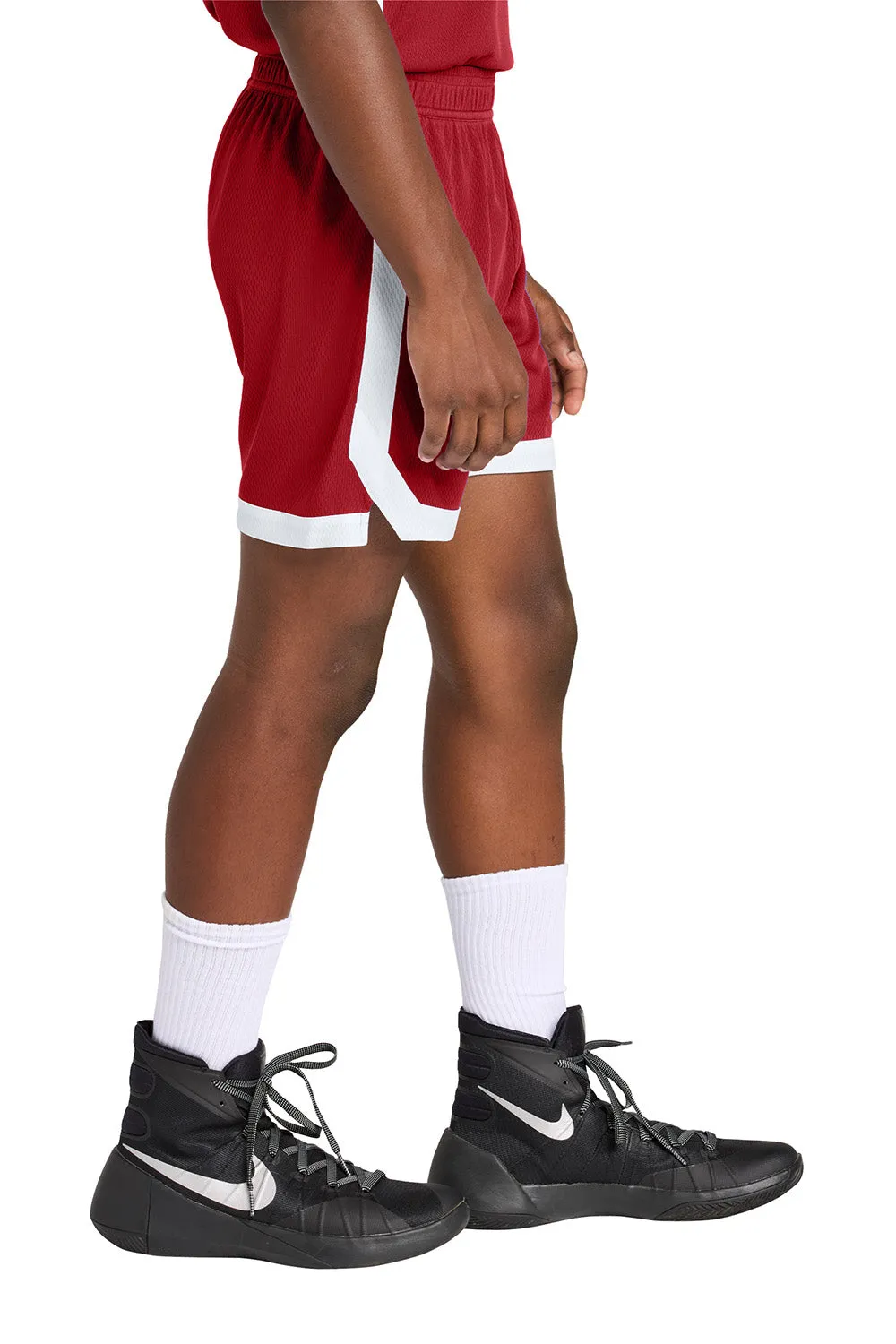 Sport-Tek Youth Rival Moisture Wicking Basketball Shorts - Deep Red/White Clothing Sport-Tek