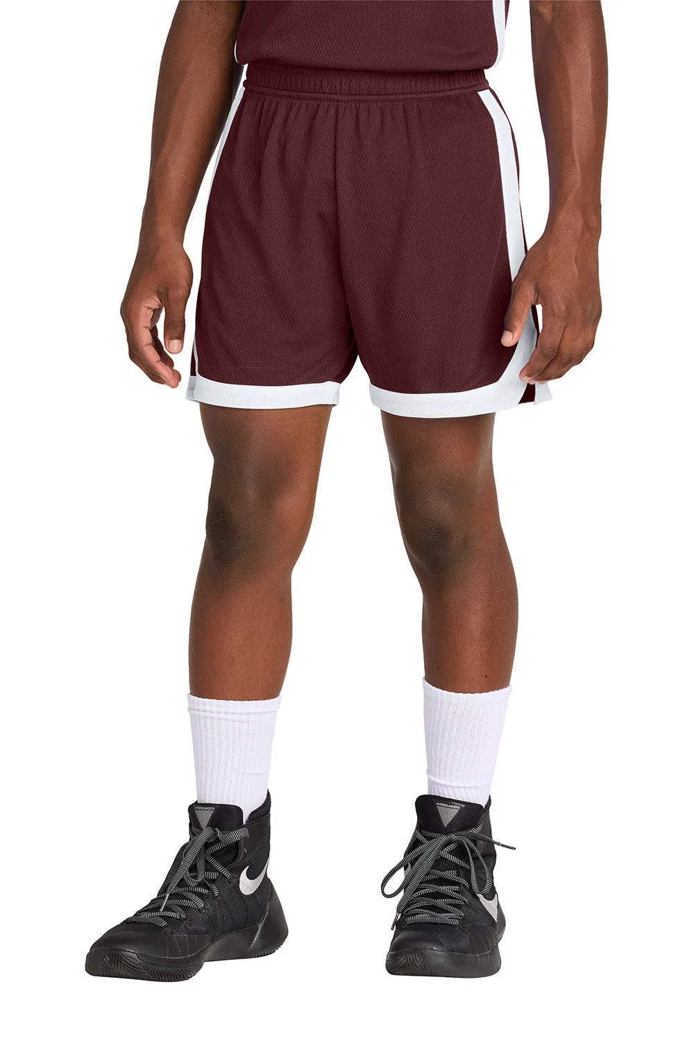 Sport-Tek Youth Rival Moisture Wicking Basketball Shorts - Maroon/White Clothing Sport-Tek