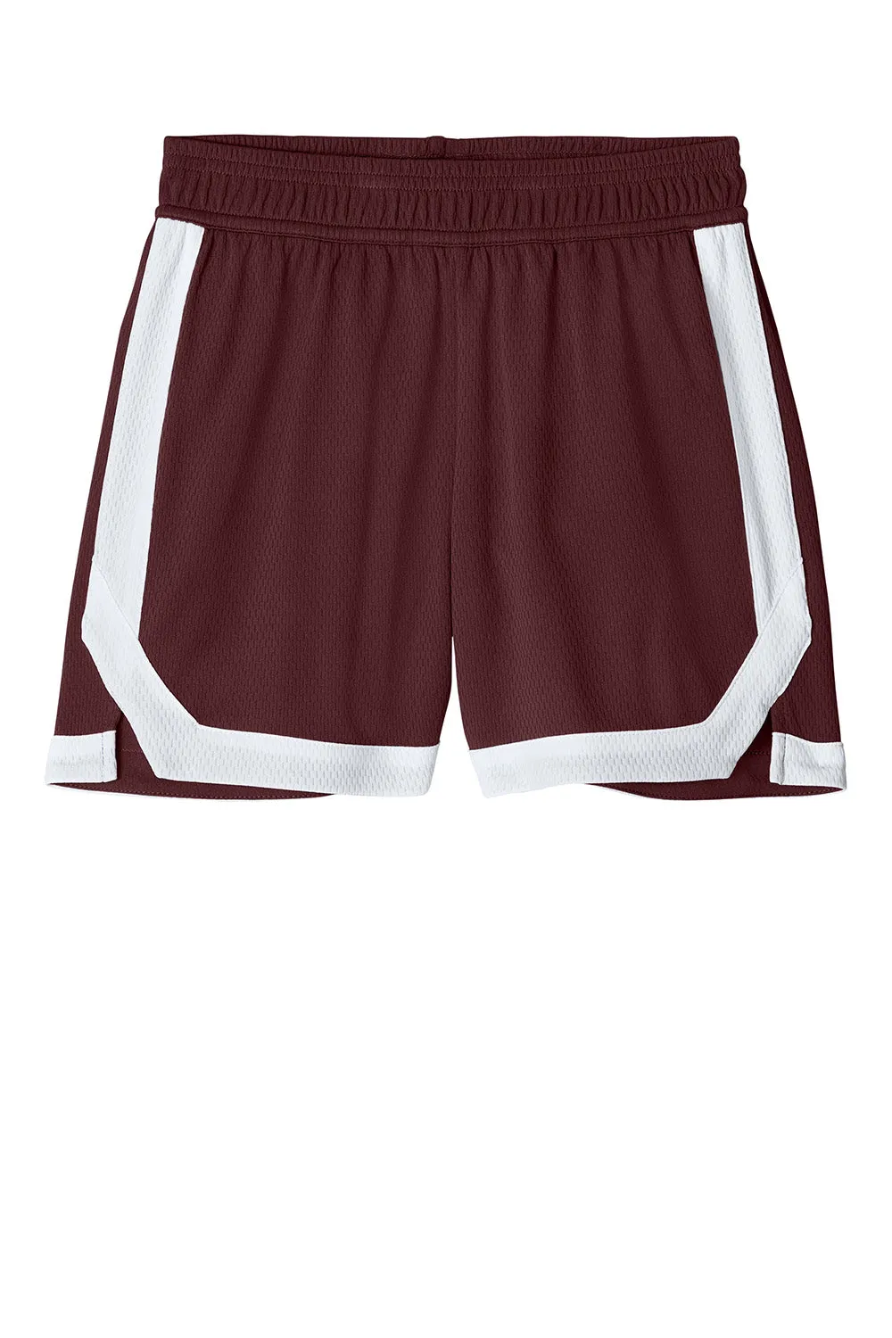 Sport-Tek Youth Rival Moisture Wicking Basketball Shorts - Maroon/White Clothing Sport-Tek
