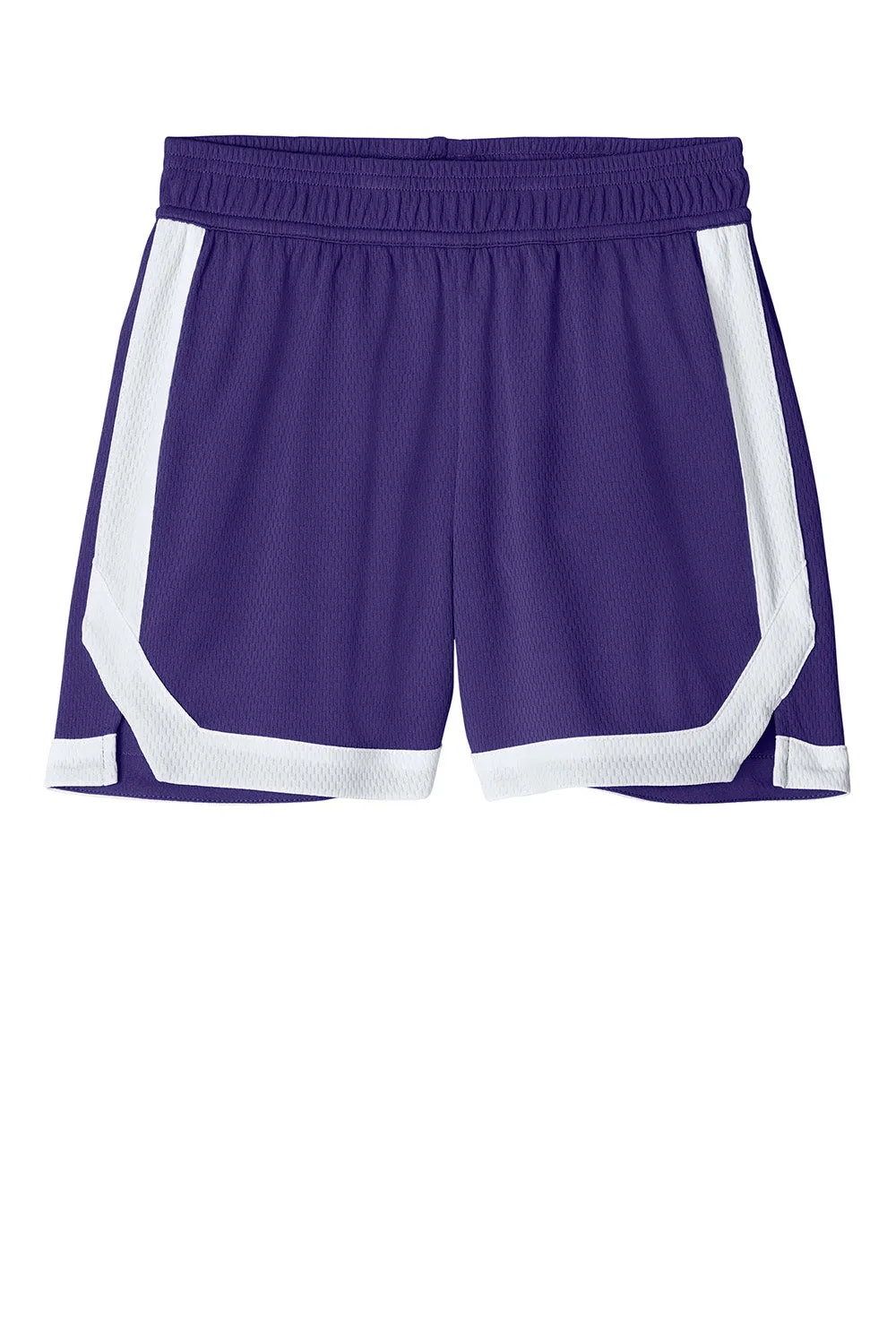 Sport-Tek Youth Rival Moisture Wicking Basketball Shorts - Purple/White Clothing Sport-Tek