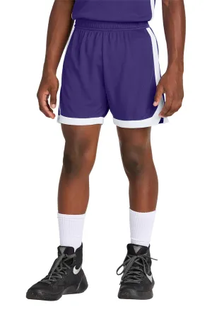 Sport-Tek Youth Rival Moisture Wicking Basketball Shorts - Purple/White Clothing Sport-Tek