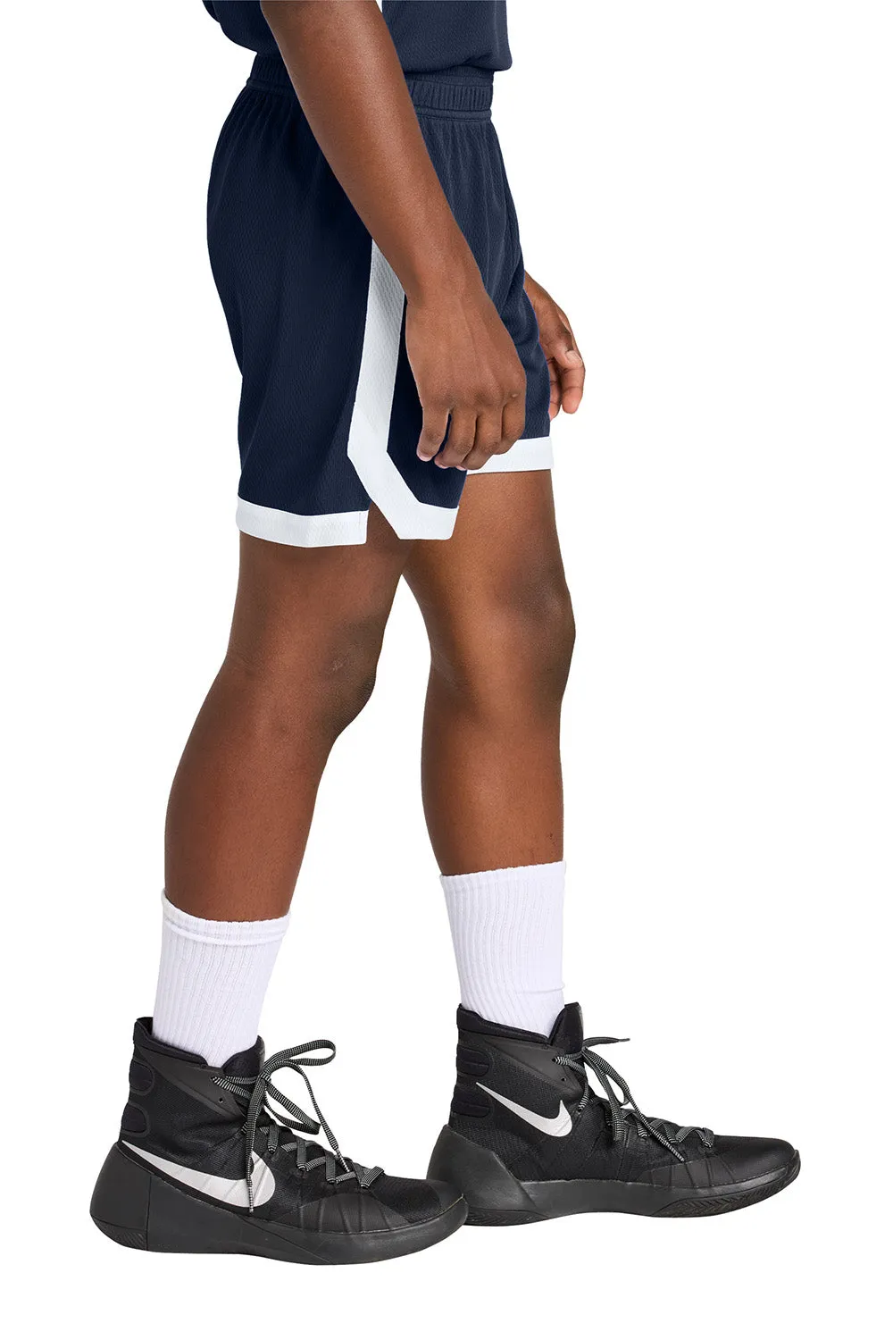 Sport-Tek Youth Rival Moisture Wicking Basketball Shorts - True Navy Blue/White Clothing Sport-Tek