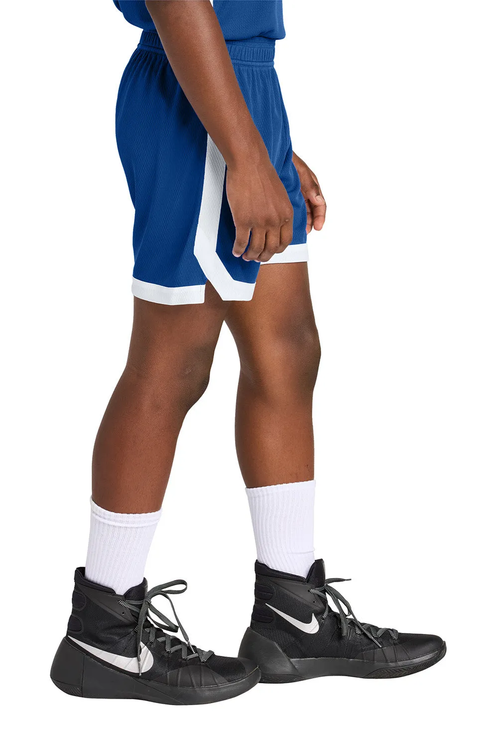 Sport-Tek Youth Rival Moisture Wicking Basketball Shorts - True Royal Blue/White Clothing Sport-Tek
