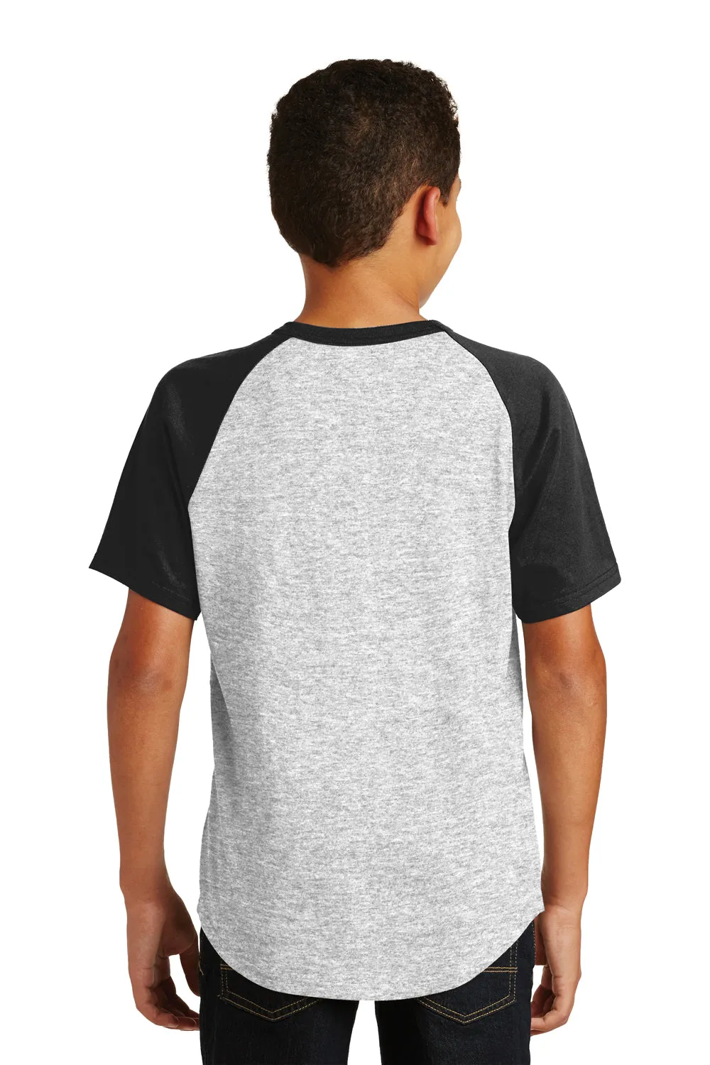 Sport-Tek Youth Short Sleeve Crewneck T-Shirt - Heather Grey/Black Clothing Sport-Tek