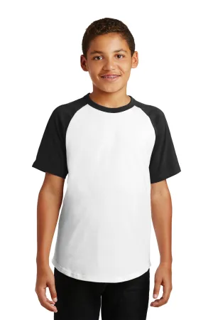 Sport-Tek Youth Short Sleeve Crewneck T-Shirt - White/Black Clothing Sport-Tek