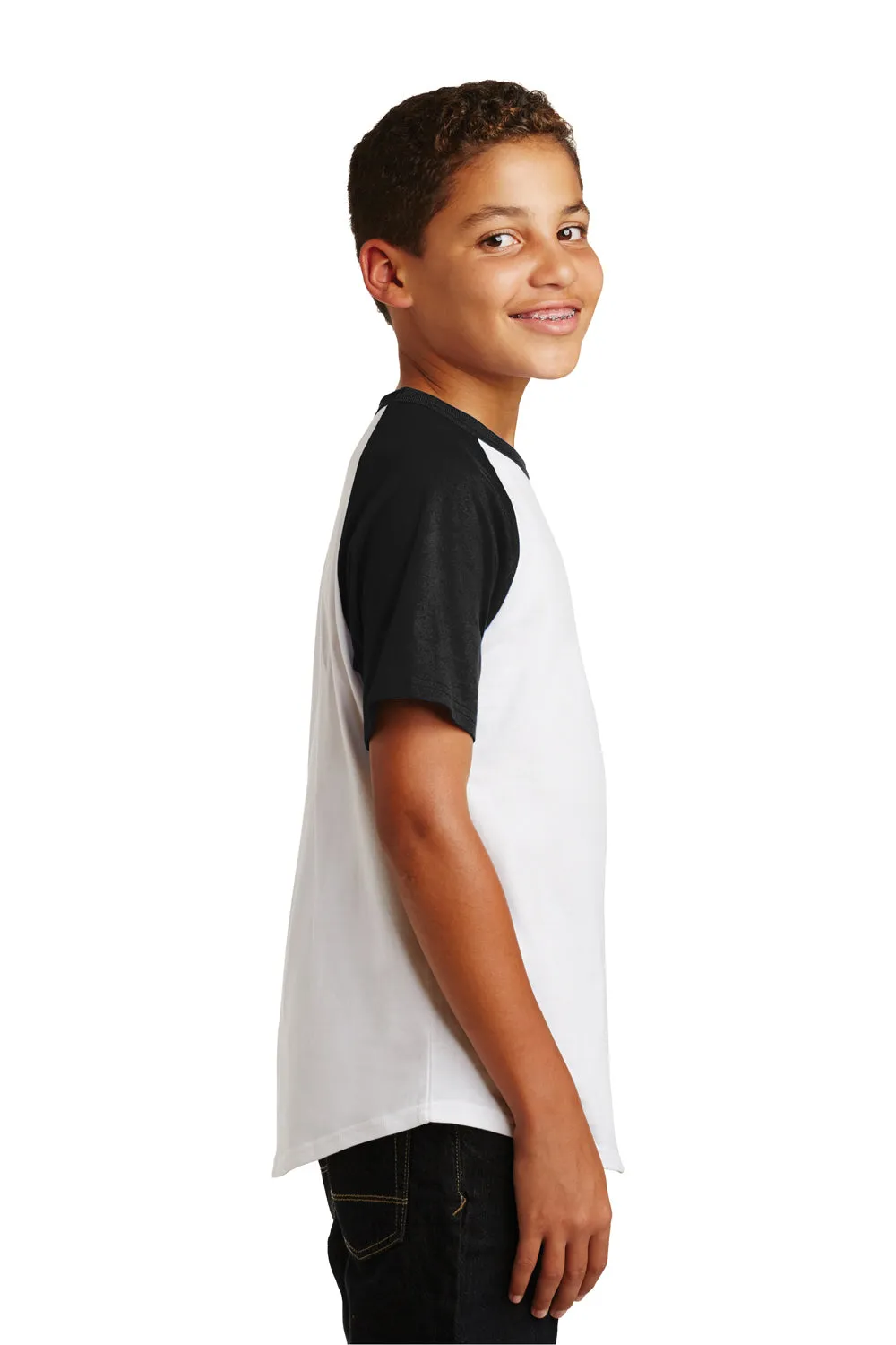 Sport-Tek Youth Short Sleeve Crewneck T-Shirt - White/Black Clothing Sport-Tek