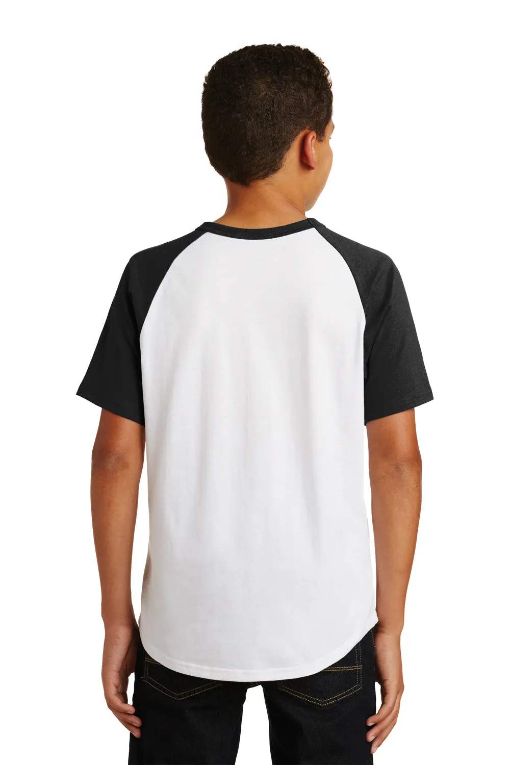 Sport-Tek Youth Short Sleeve Crewneck T-Shirt - White/Black Clothing Sport-Tek