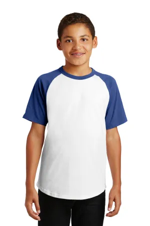 Sport-Tek Youth Short Sleeve Crewneck T-Shirt - White/Royal Blue Clothing Sport-Tek