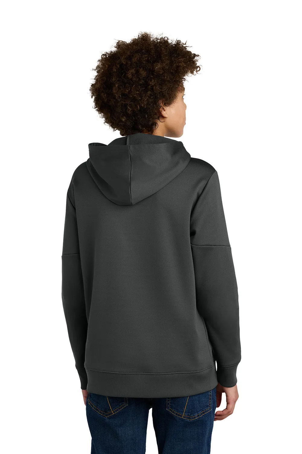 Sport-Tek Youth Sport-Wick Moisture Wicking United Fleece Hooded Sweatshirt Hoodie w/ Pouch Pocket - Iron Grey/White Clothing Sport-Tek