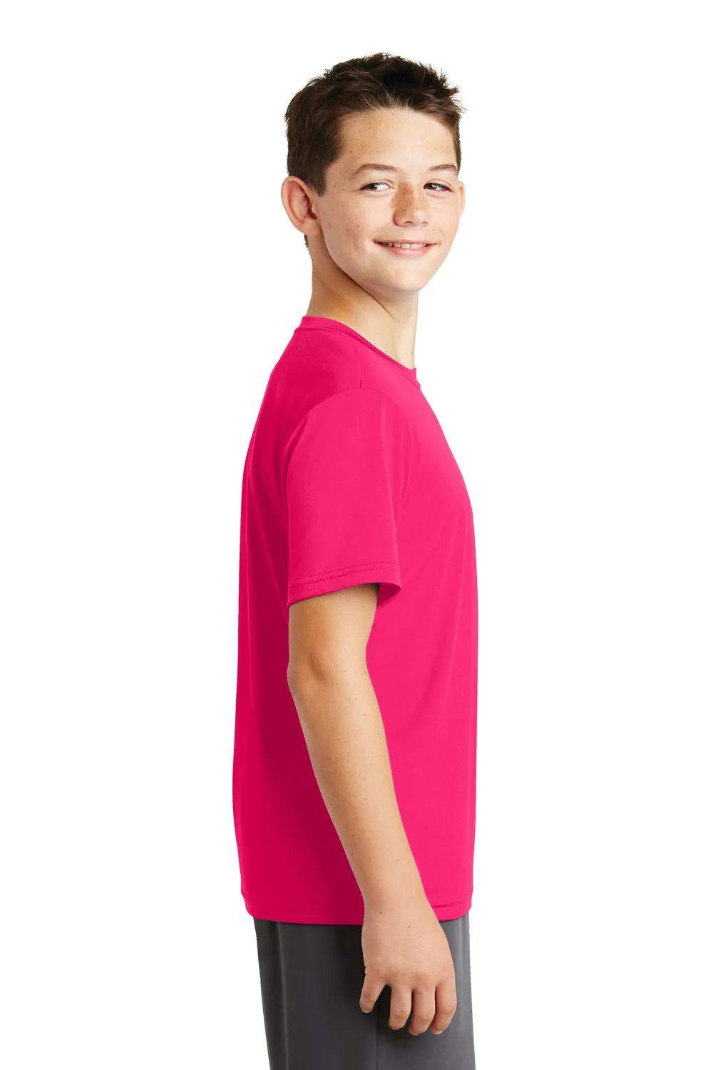 Sport-Tek Youth Tough Moisture Wicking Short Sleeve Crewneck T-Shirt - Raspberry Pink - Closeout Clothing Sport-Tek