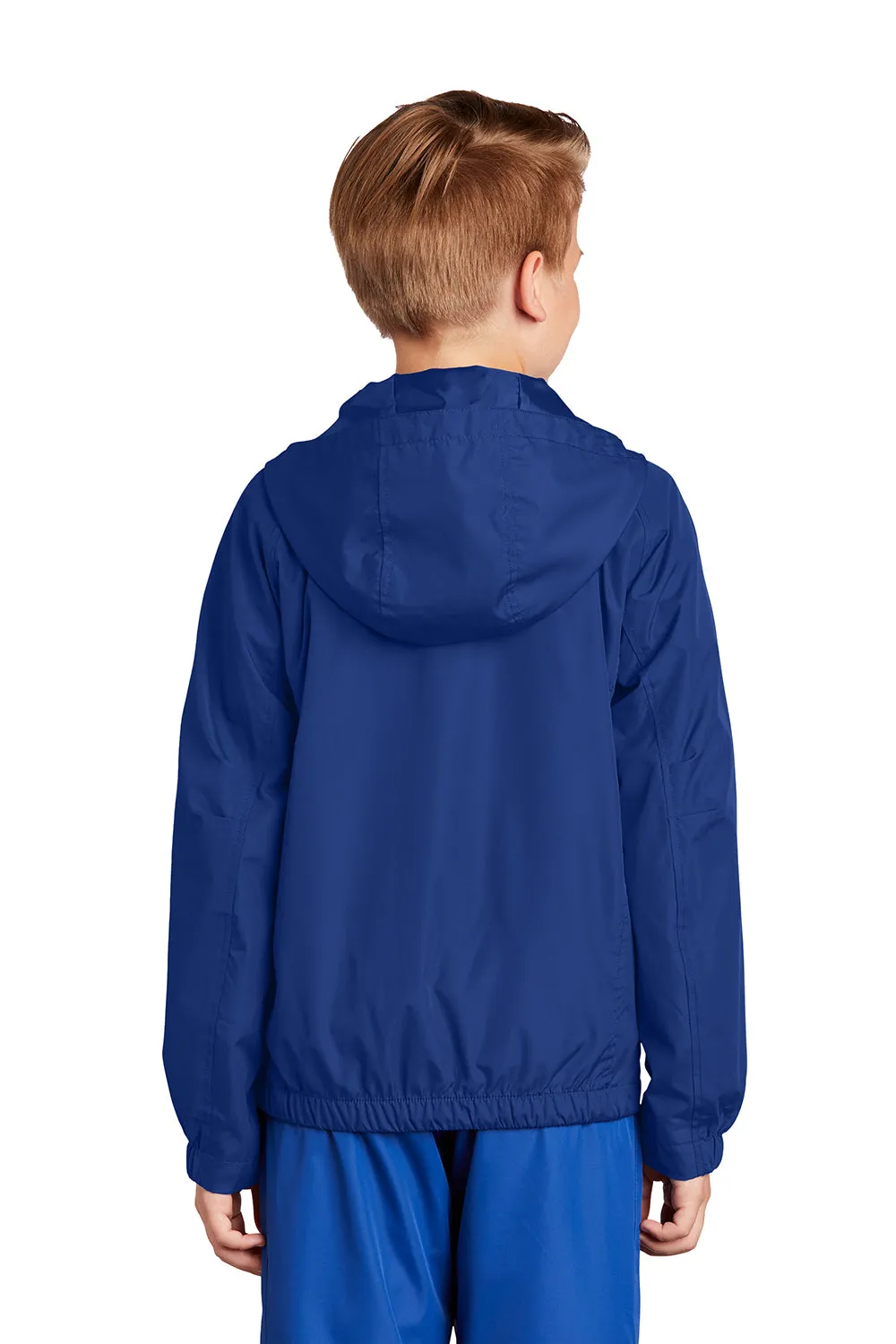 Sport-Tek Youth Water Resistant Full Zip Hooded Jacket - True Royal Blue - Closeout Clothing Sport-Tek