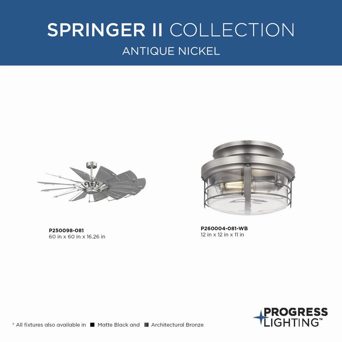Springer Ii Two Light Fan Light Kit Antique Nickel