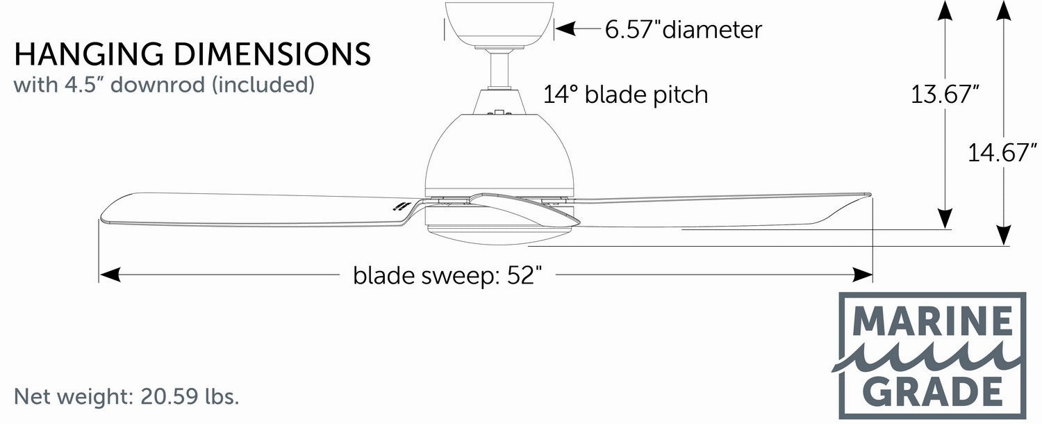 Starboard L 52"Ceiling Fan Black