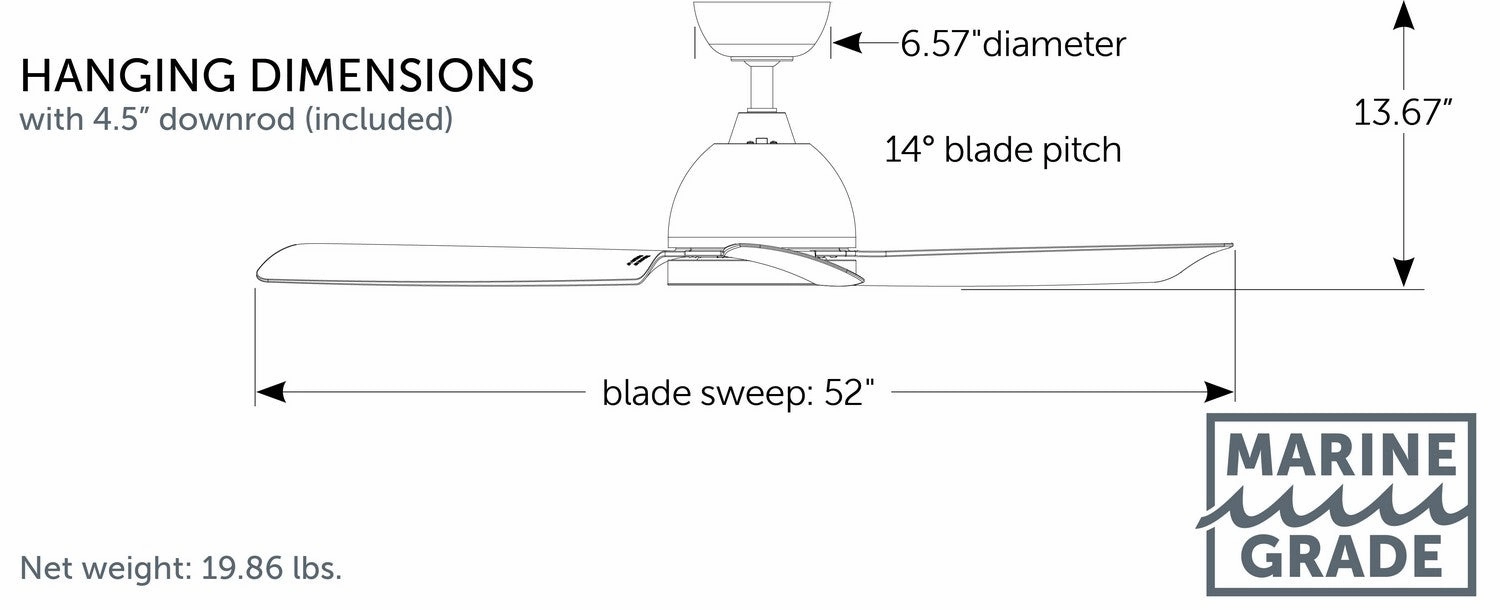 Starboard NL 52"Ceiling Fan Black