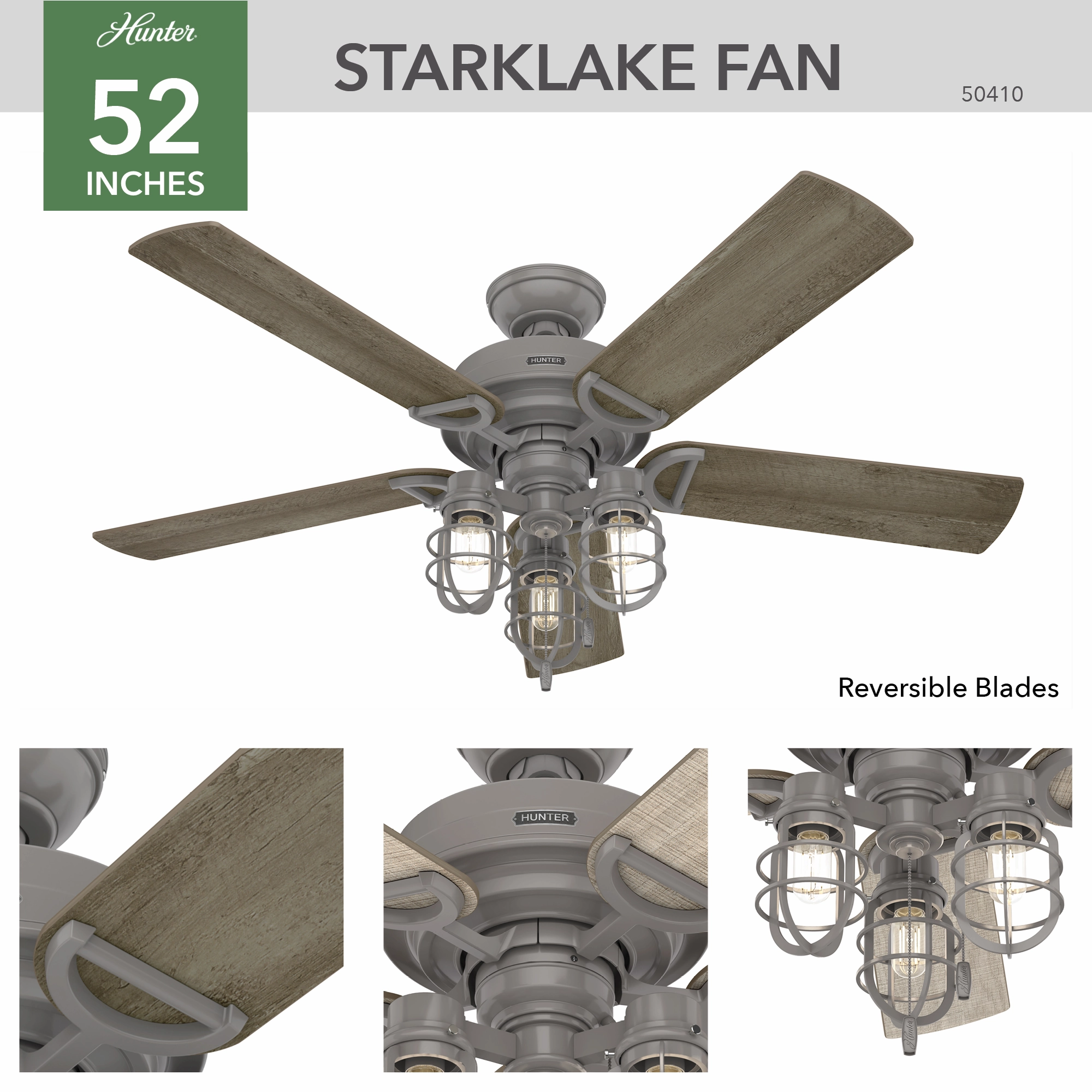 Starklake 52"Ceiling Fan Quartz Grey