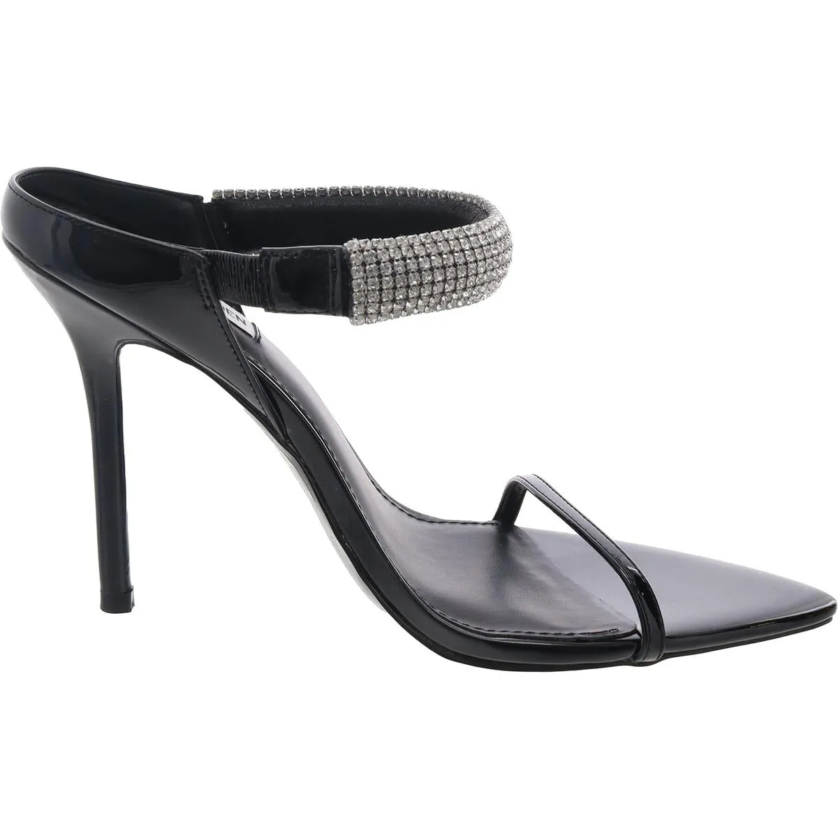 Stunning Womens Rhinestone Patent Leather Slide