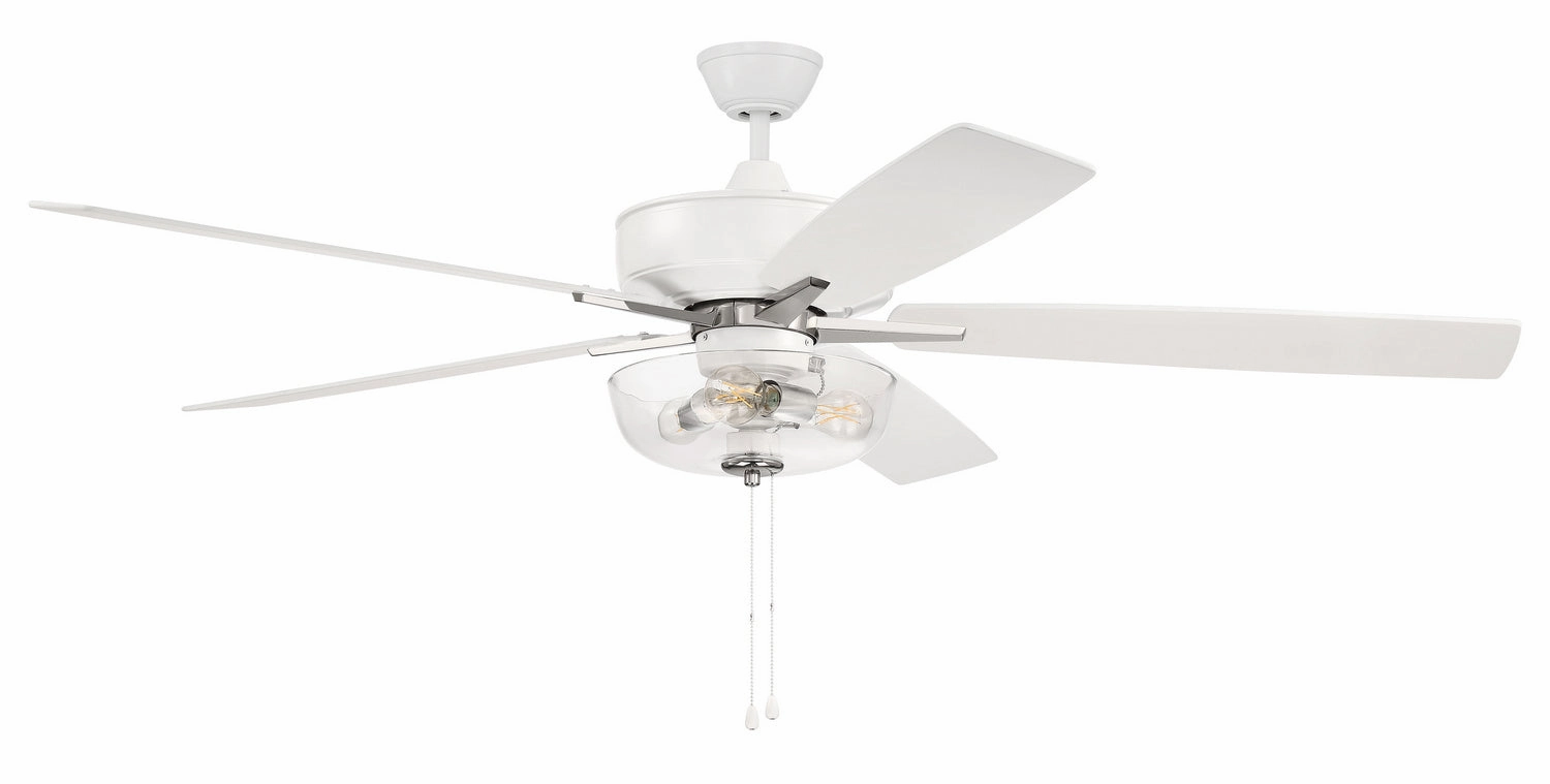 Super Pro 101 60" Ceiling Fan in White/Polished Nickel compact indoor fans for apartment use