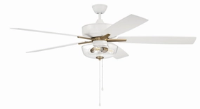Super Pro 101 60" Ceiling Fan in White/Satin Brass adjustable indoor fans for cool airflow