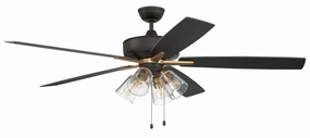 Super Pro 104 60" Ceiling Fan in Flat Black/Satin Brass quiet indoor fans for bedrooms and offices