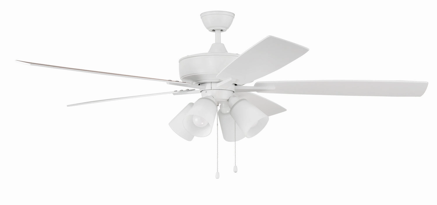 Super Pro 114 60"Ceiling Fan White energy-efficient medium fans with remote